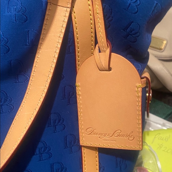 Dooney & Bourke Blue Signature Print Satchel Purse w/ makeup bag, set of 5 - Picture 5 of 15